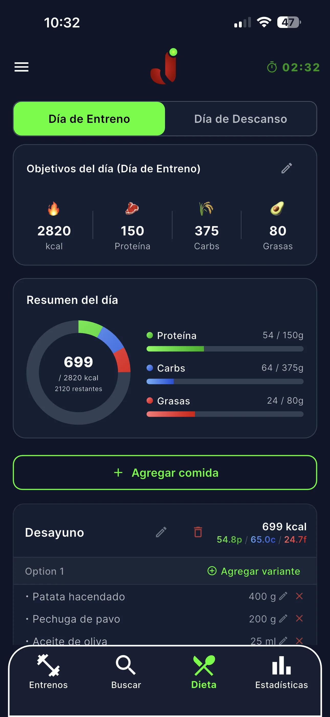 Registra lo que comes. Optimiza lo que ganas.